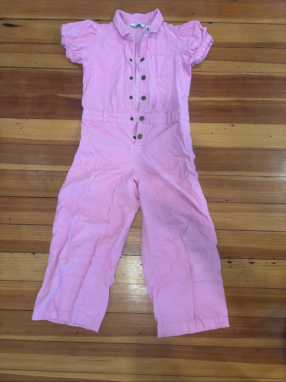 Janie and Jack Pink Short-Sleeve Button Front Jumpsuit - Sz 7
